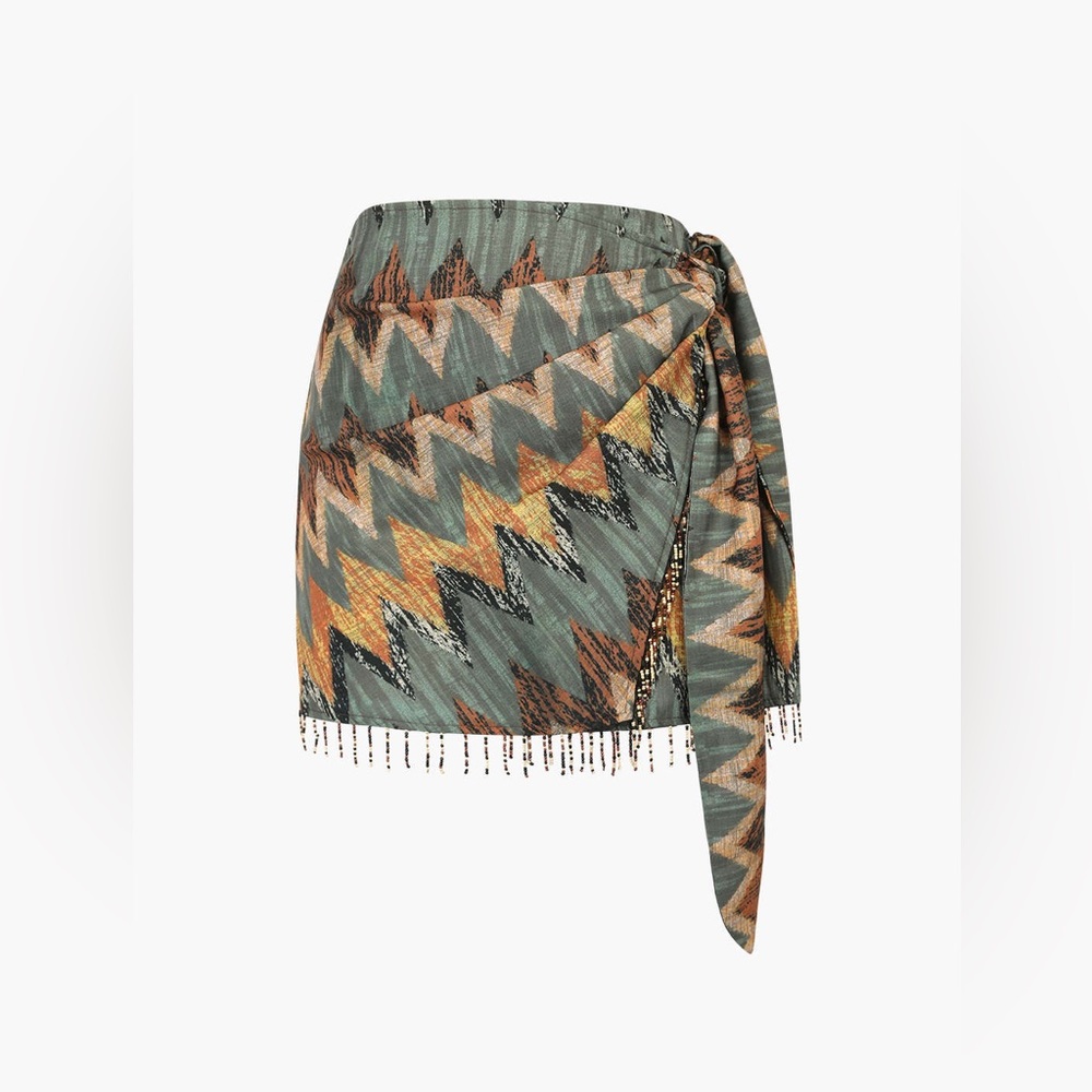 Micas - Wrap Mini Skirt with Printed Knot